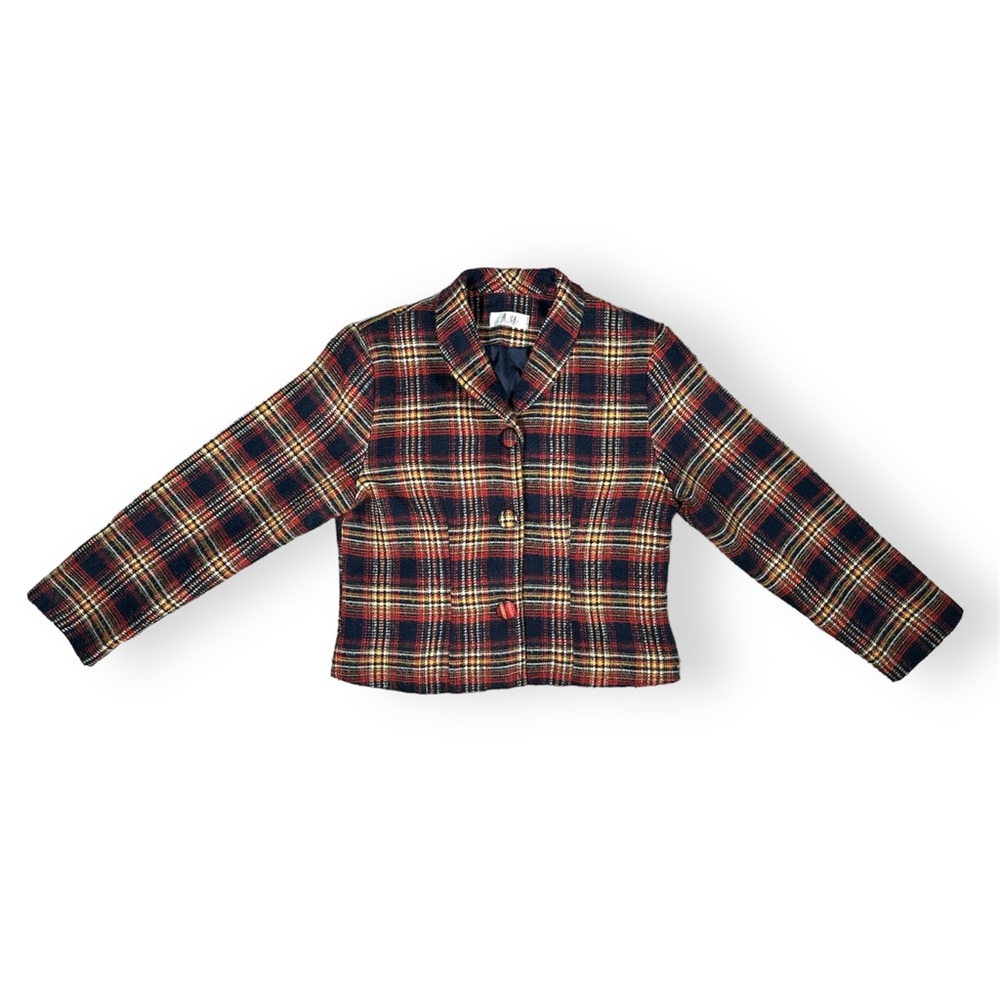 Blue & Orange Plaid Short Jacket